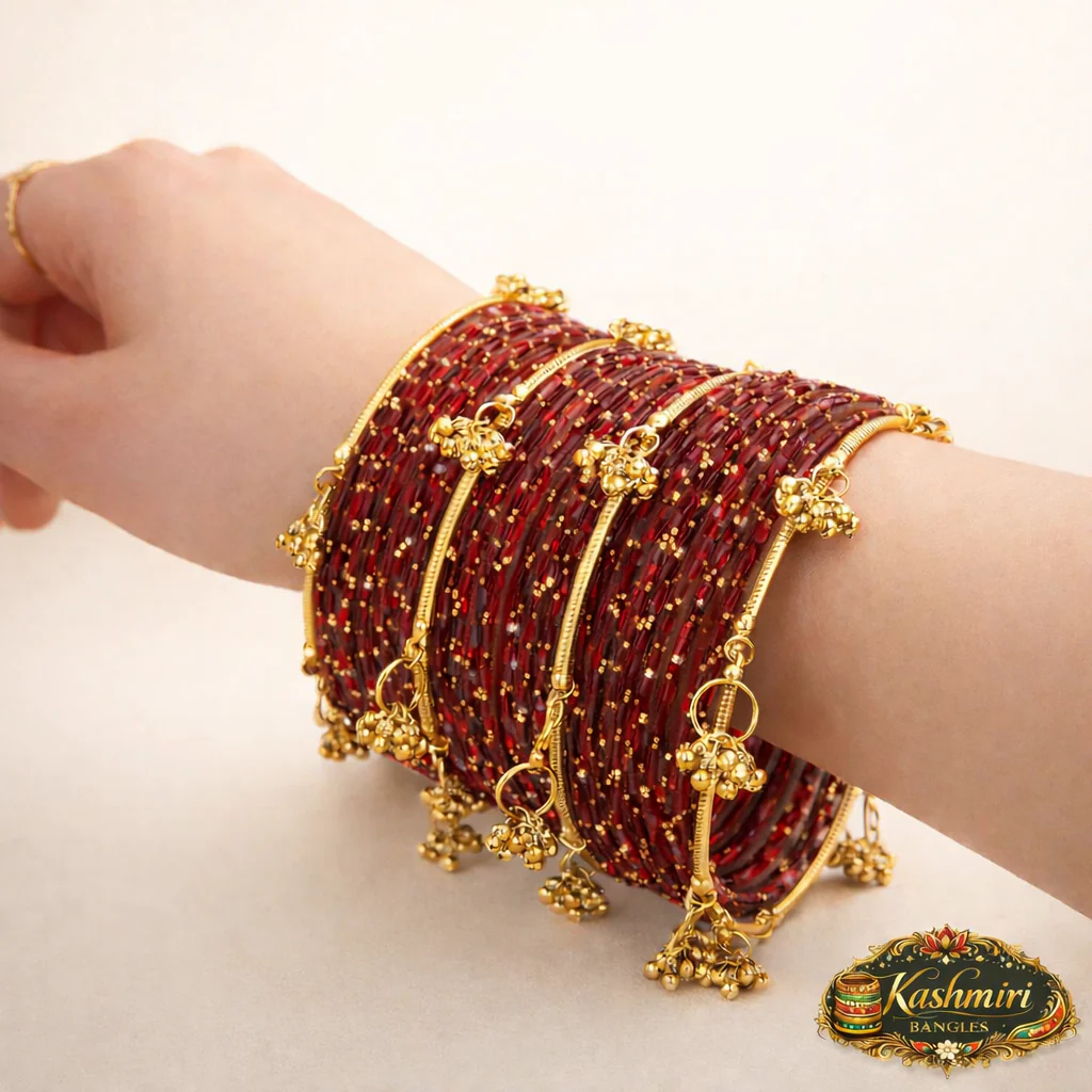 Viral Kashmiri Ghungroo Glass Bangles (12 pcs) - Image 3